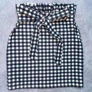 Plaid Tie Pencil Skirt